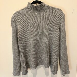 summer & rose Heather Gray Ribbed Mock Neck Open Back Sweater